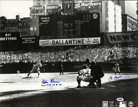 Don Larsen And Yogi Berra Signed And Inscribed 16x20 1956 World Series Game 5 Photo (PSA/DNA) 